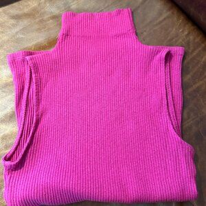 👚 Club Monaco Ribbed Pink Sleeveless Turtleneck Sweater – Size M 👚
